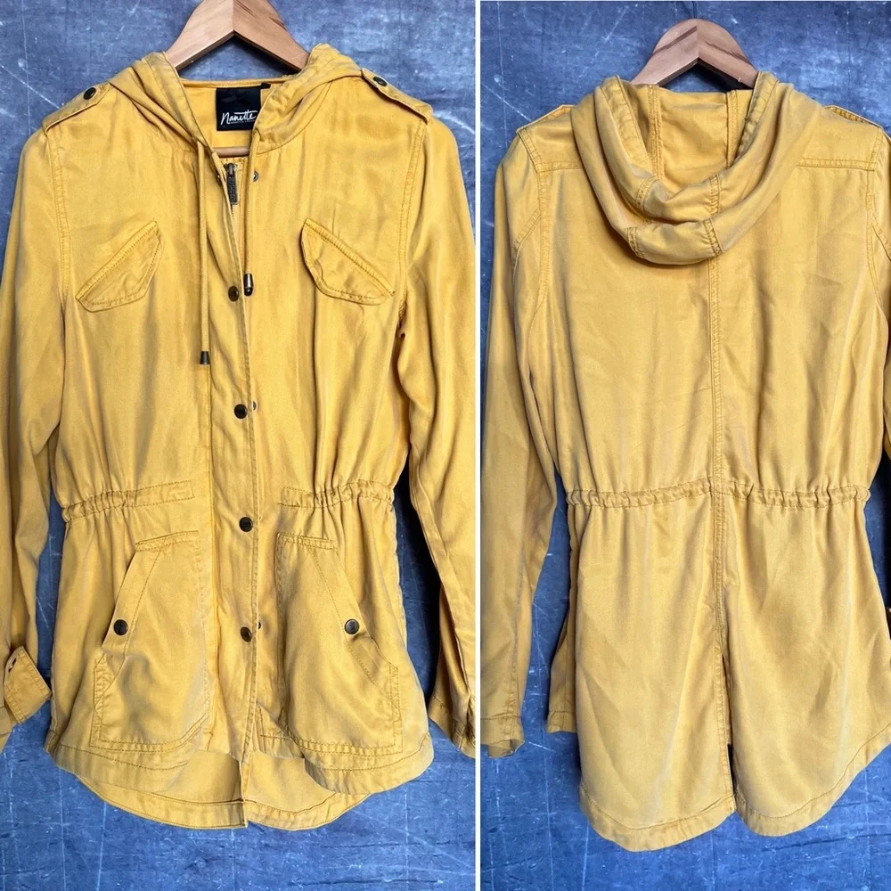Utility Jacket Trench Coat mustard yellow cargo jacket - Picture 3 of 16